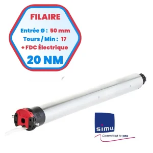 Verkabelter elektronischer Motor SIMU T5 AUTO – Ø50 mm – 20 Nm – 17 U/min