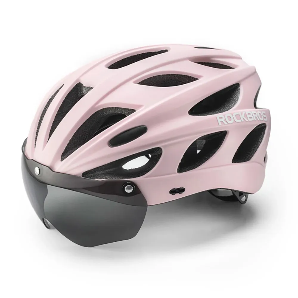 Rockbros Fahrradhelm mit Visier UV-Schutzbrille Rosa
