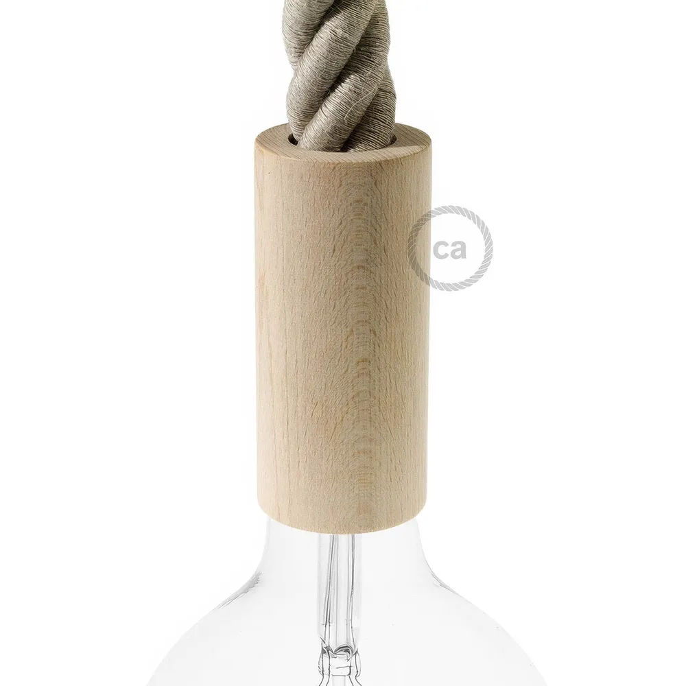 3XL E26 Lampenfassungskit aus Holz für Seilkabel – Neutral