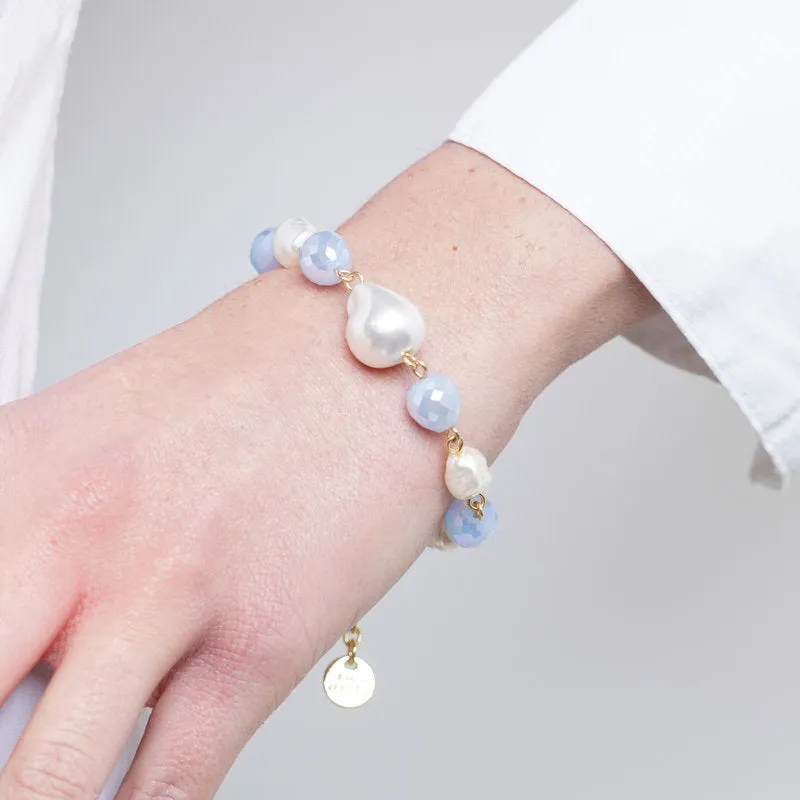 Bracciale Metallo con cristalli e perle