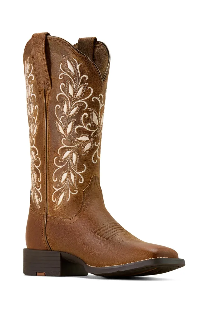 Damen Round Up Holly Westernstiefel mit breiten Square Toe Pearl 39