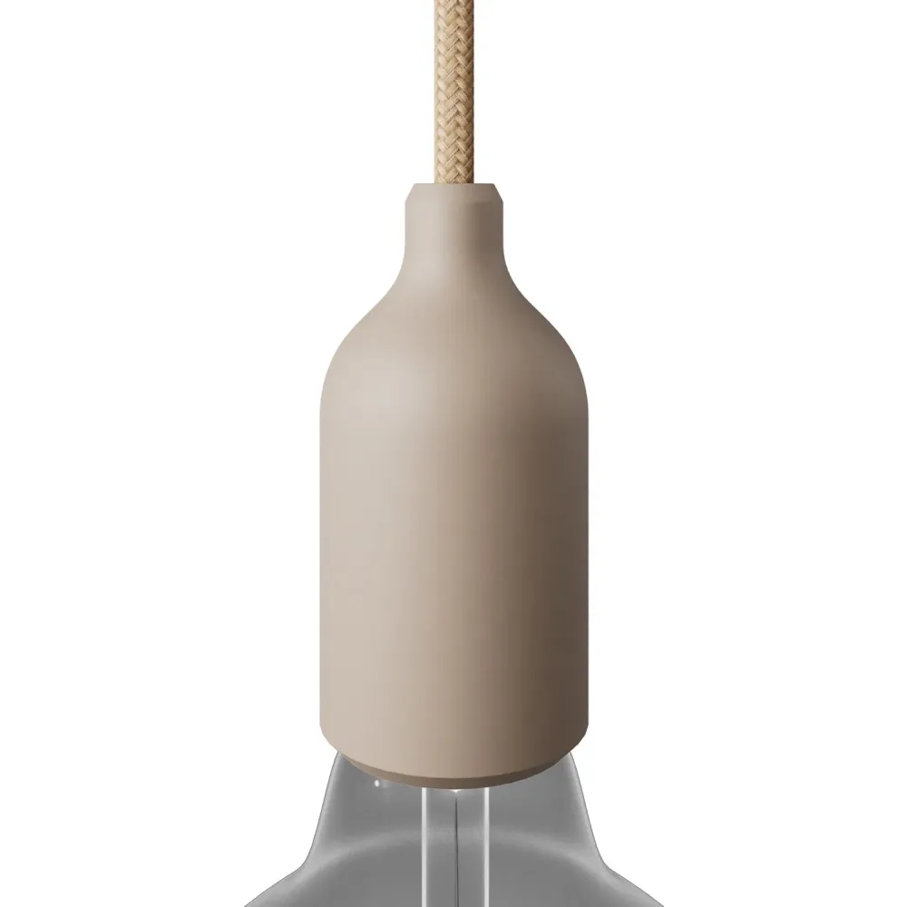 E27-Fassungsset aus Silikon mit versteckter Zugentlastung – Desert Brown