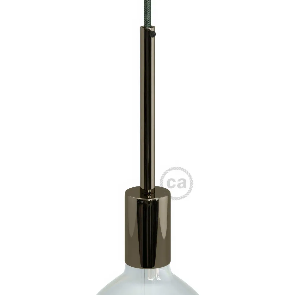 E27-Zylinder-Lampenfassungs-Kit aus Metall mit 15 cm Zugentlastung – Black Pearl