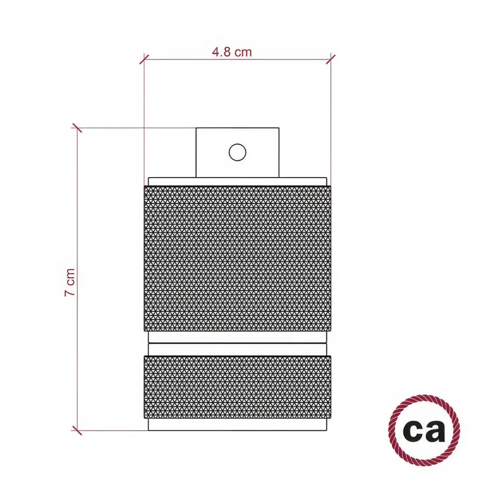 Fassung E27 aus geriffeltem Aluminium mit doppeltem Gewindering für Lampenschirm – Gewehrlaufgrau