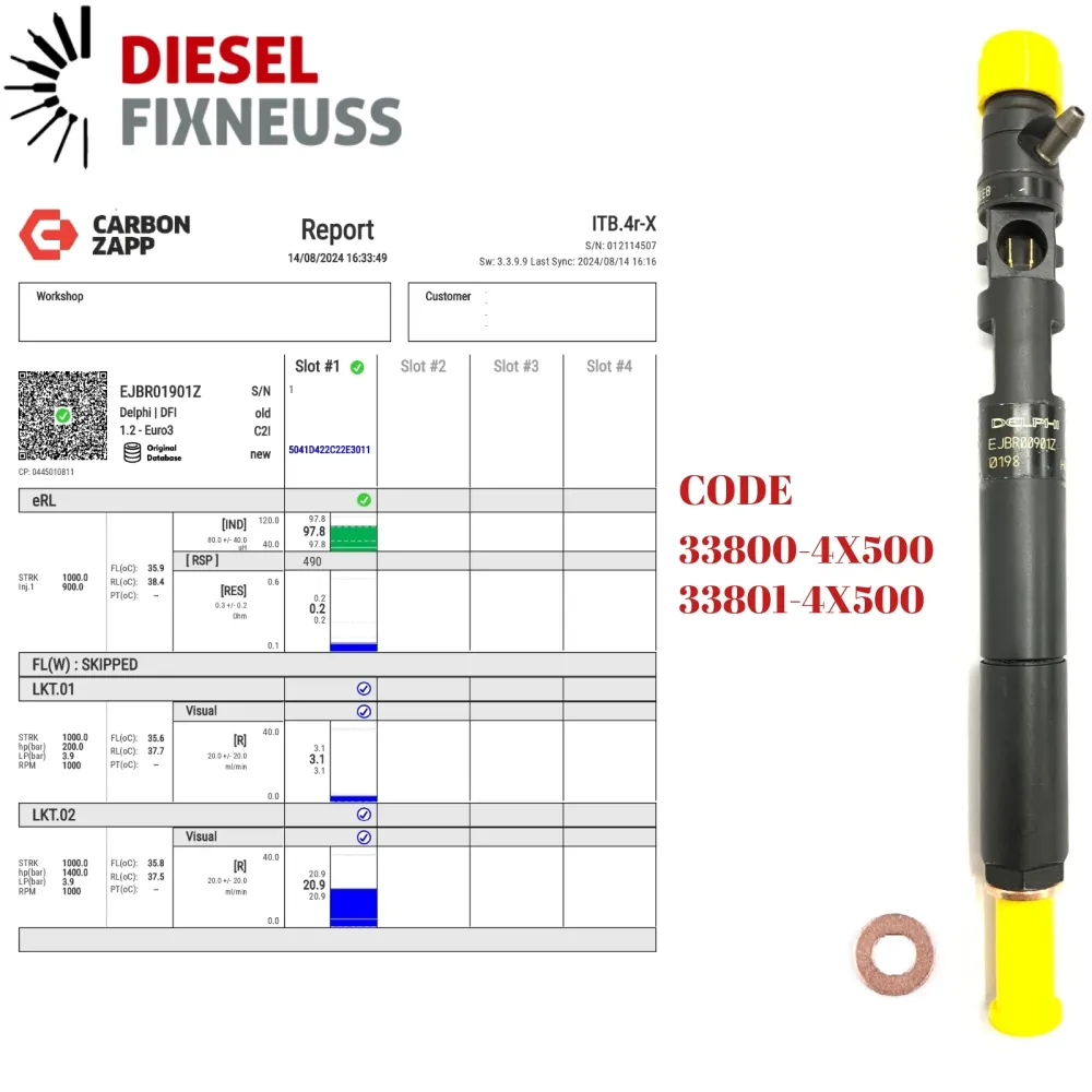 Injektor Einspritzdüse 33800-4X500 110KW Hyundai KIA 2.9CRDI DELPHI EJBR02301Z