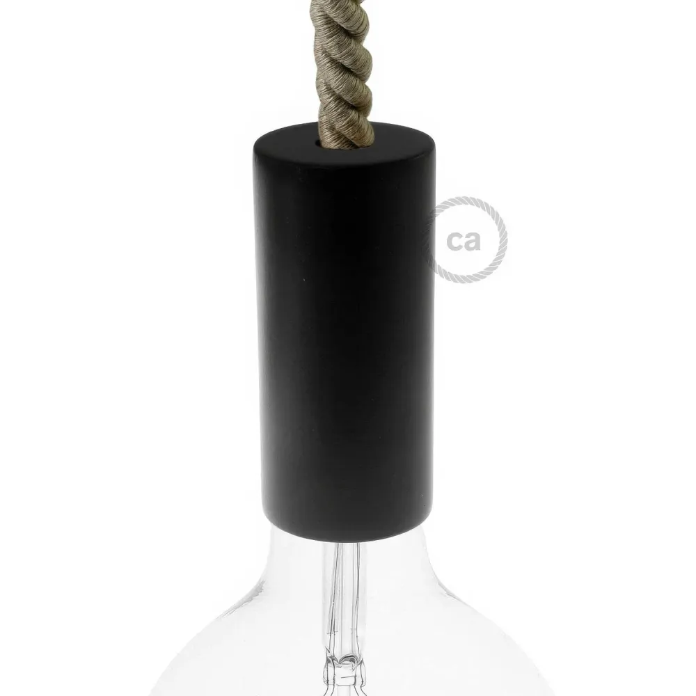 XL Lampenfassungs-Kit aus Holz für E26 Rope-Kabel – Schwarz