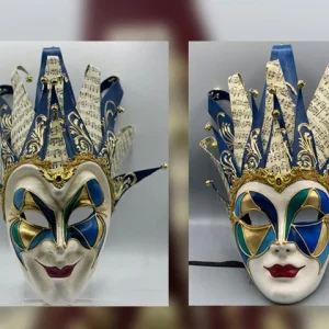 Männliche und weibliche blaue Jokermasken