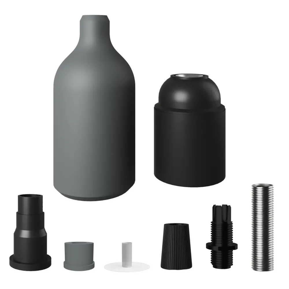 Silikon E26 Fassungskit mit versteckter Klemmschelle – Grau