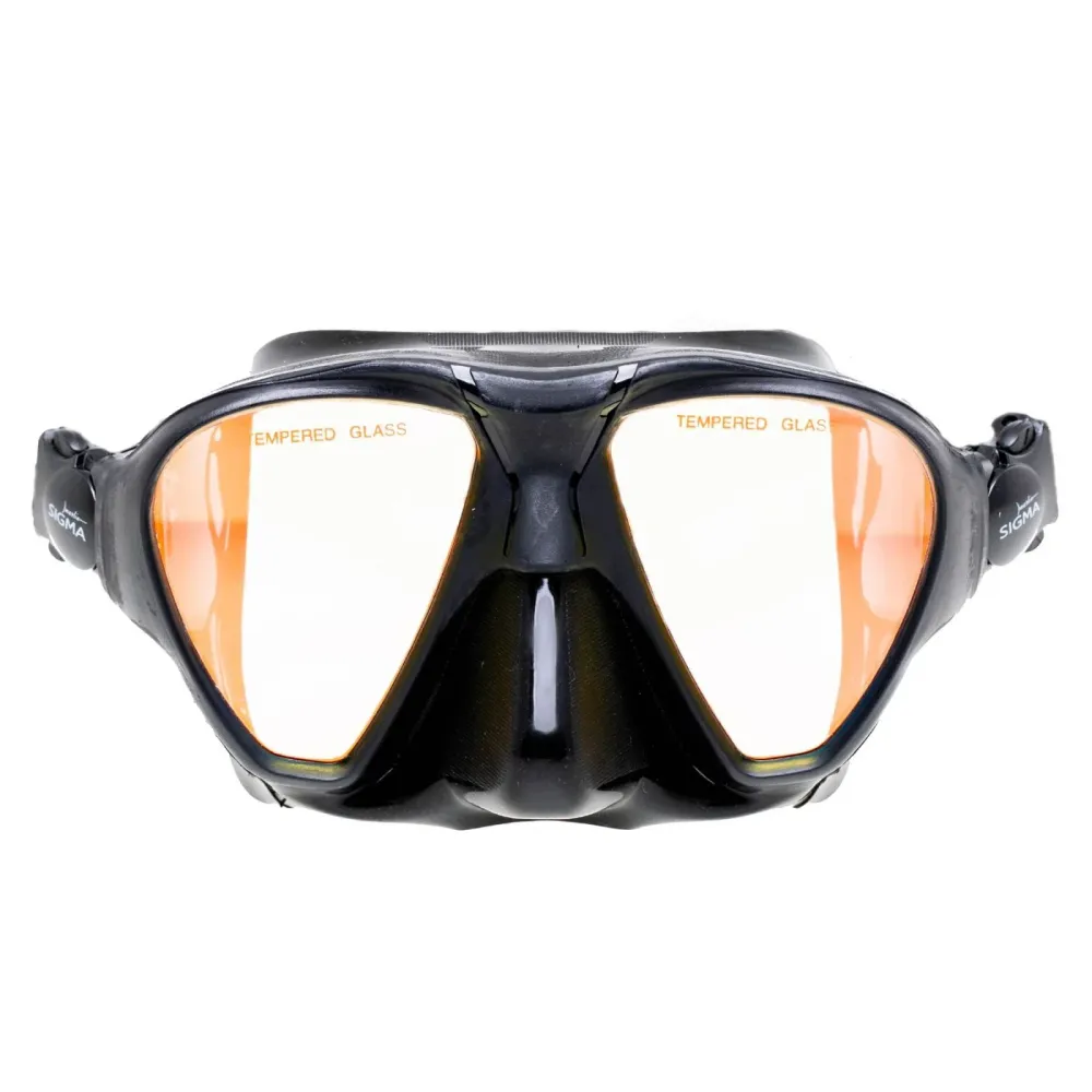 Spearfishing-Maske Sigma Schwarz mit gelb-verspiegelten Gläsern Marlin 213638