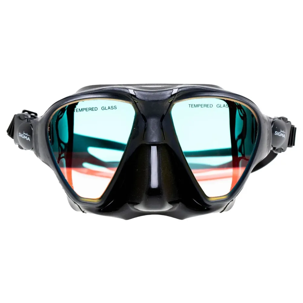 Spearfishing-Maske Sigma Schwarz mit gelb-verspiegelten Gläsern Marlin 213638