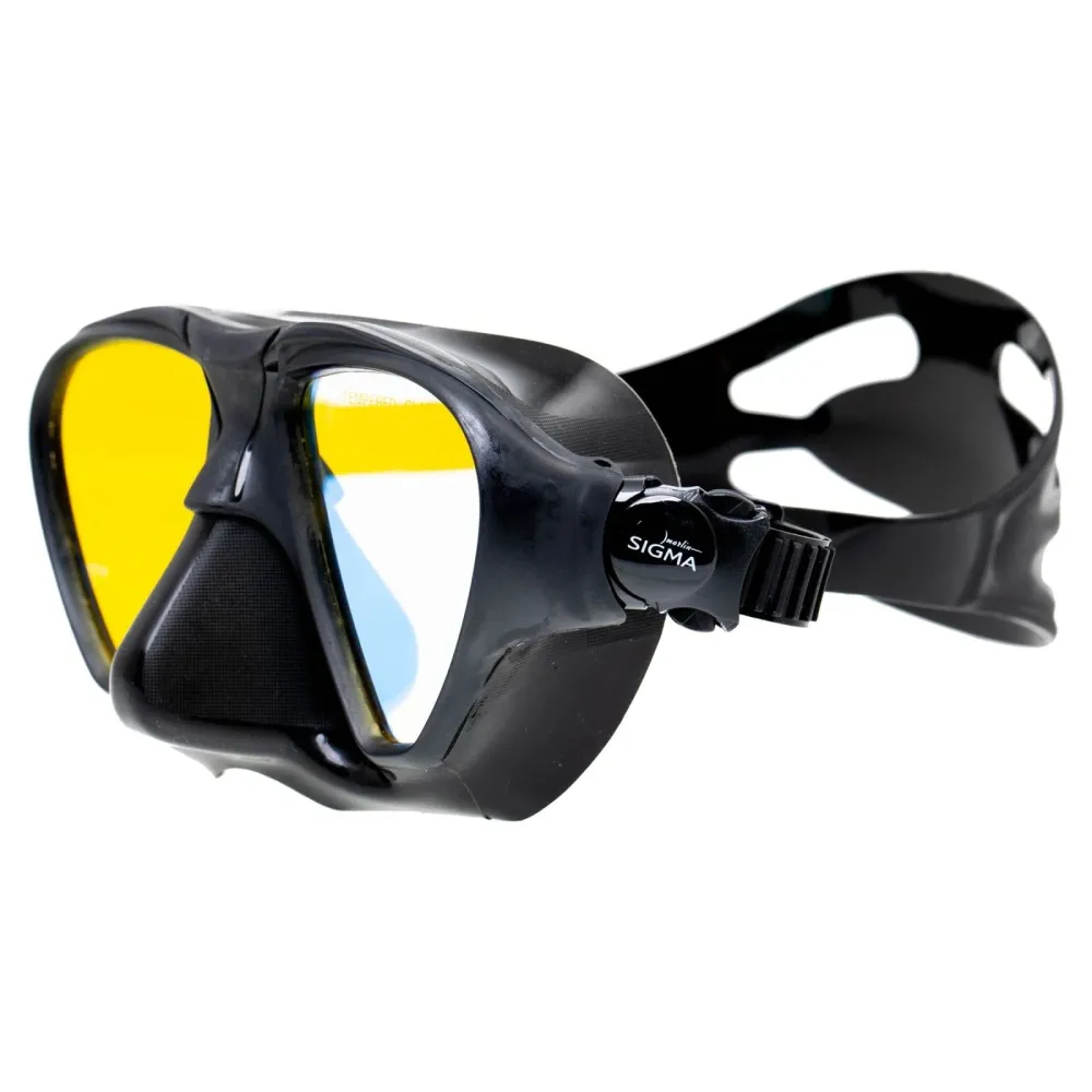 Spearfishing-Maske Sigma Schwarz mit gelb-verspiegelten Gläsern Marlin 213638