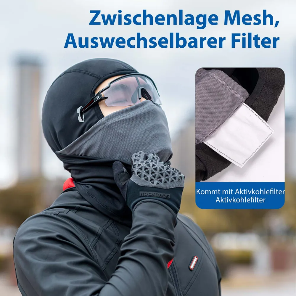 Sturmhaube winddichte Unterhelmmütze aus warmem Fleece Schwarz ROCKBROS