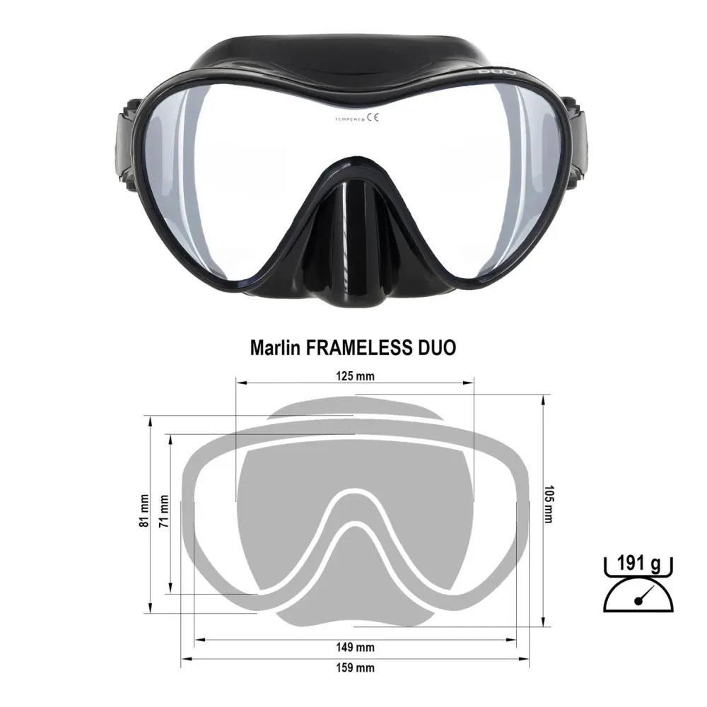 Tauchmaske Frameless Duo Schwarz Marlin 10305