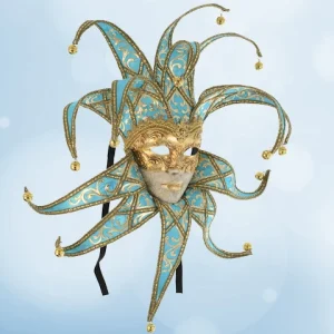 Venezianische Narrenmaske (Jester) Türkis