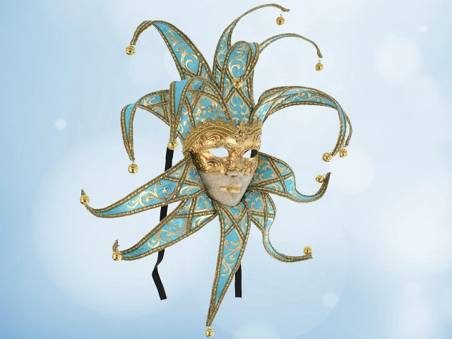 Venezianische Narrenmaske (Jester) Türkis