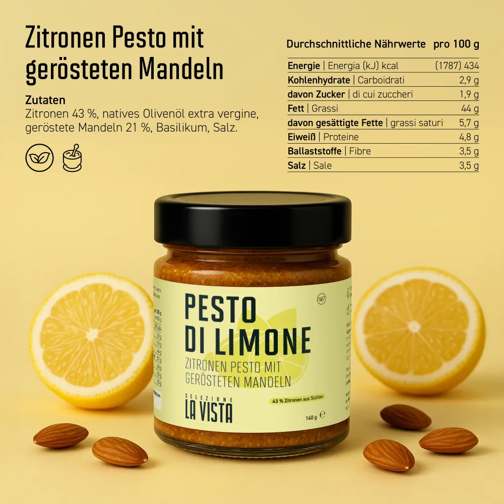 Zitronen Pesto mit gerösteten Mandeln
