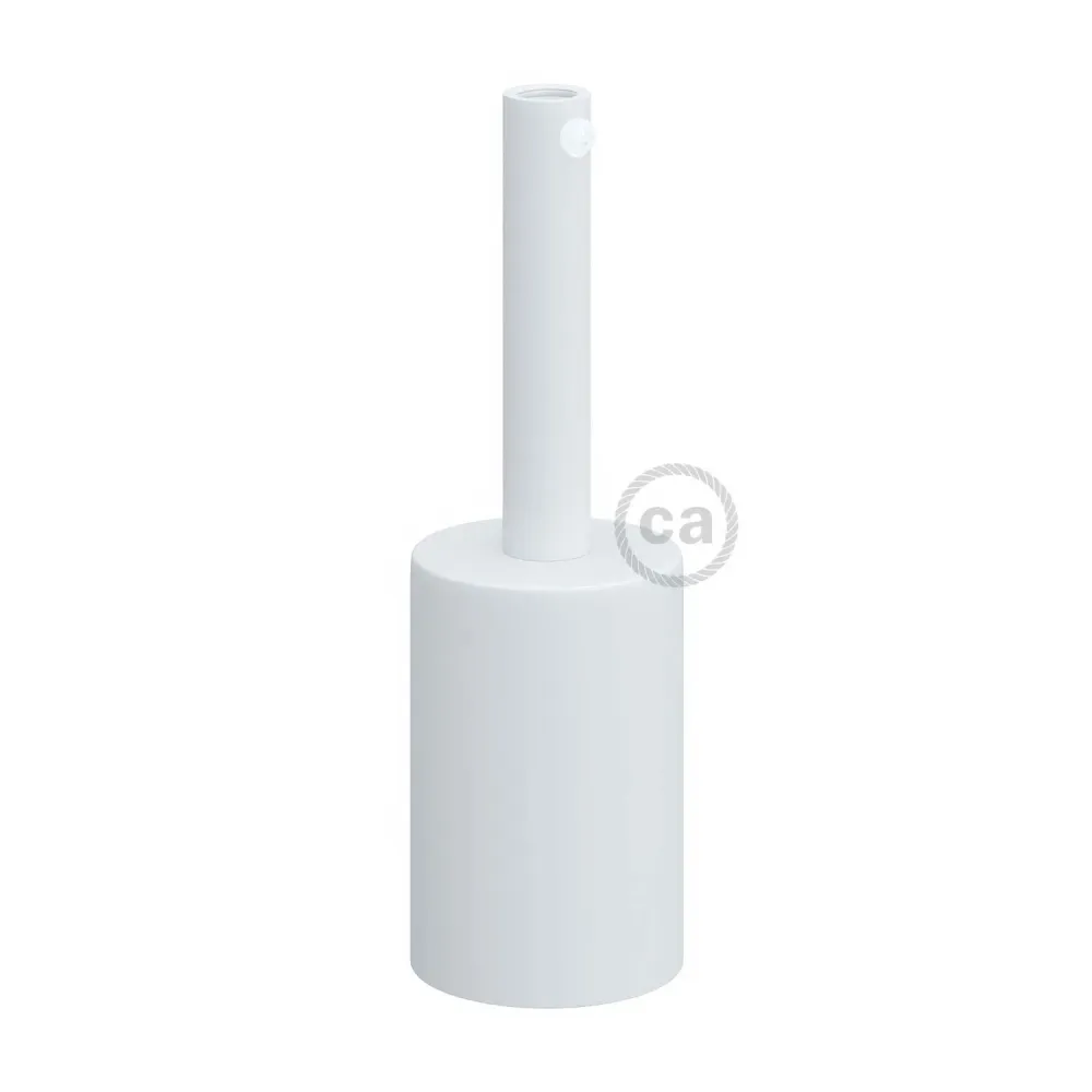 Zylindrische Metallfassung UL E26 mit 7 cm Kabelzugentlastung – Mattweiß