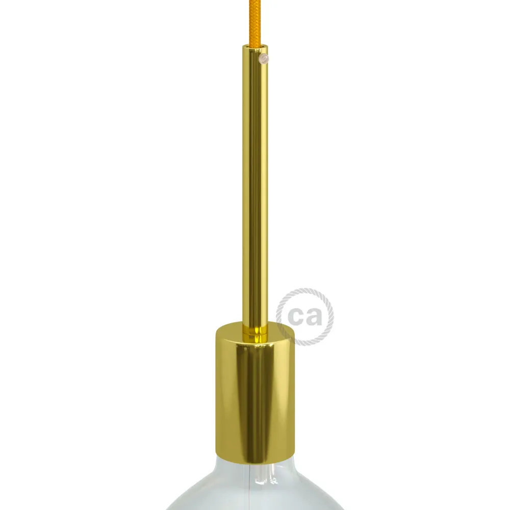 Zylindrischer E27-Lampensockel aus Metall mit 15 cm Zugentlaster – Messing
