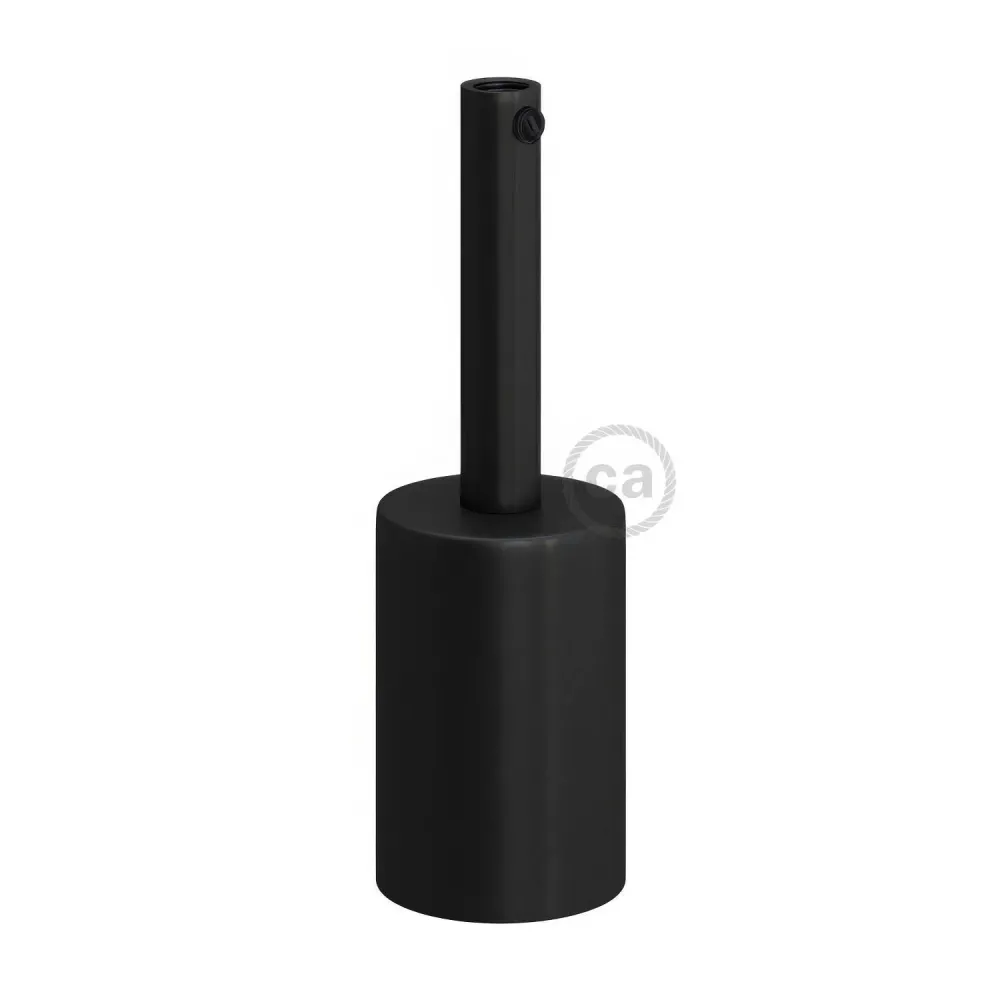 Zylindrisches UL E26 Lampenfassungs-Kit aus Metall mit 7 cm Zugentlaster – Schwarz