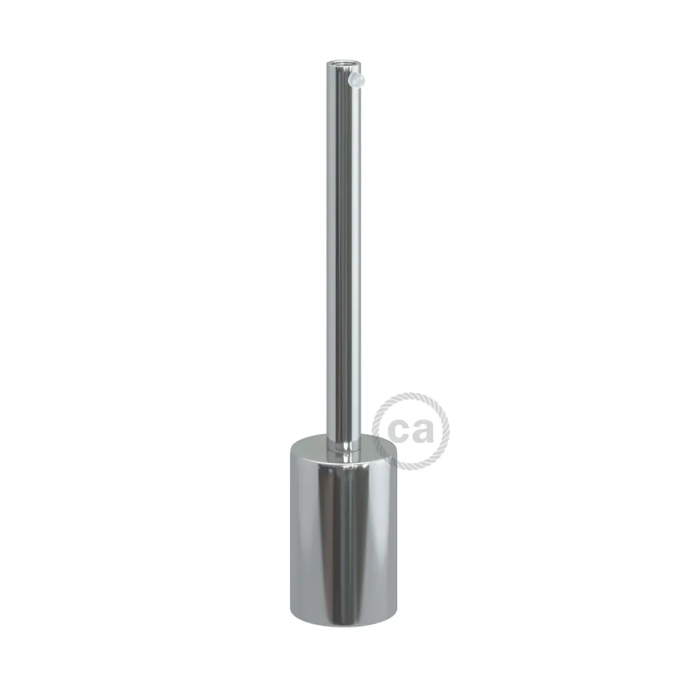 Zylindrisches E27-Fassungsset aus Metall mit 15 cm Zugentlastung – Chrom