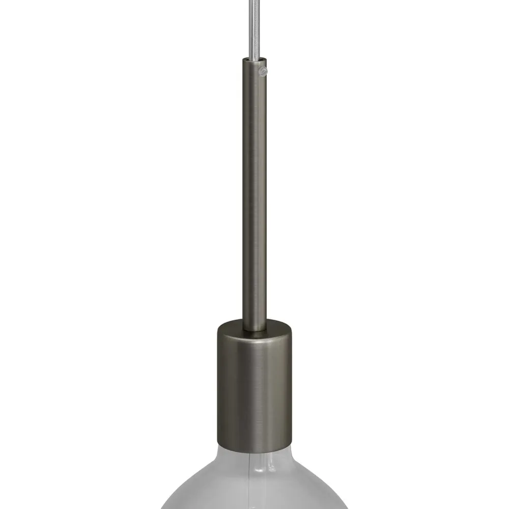 Zylindrisches Metallfassungsset UL E26 mit 15 cm Zugentlastung – gebürstetes Titan