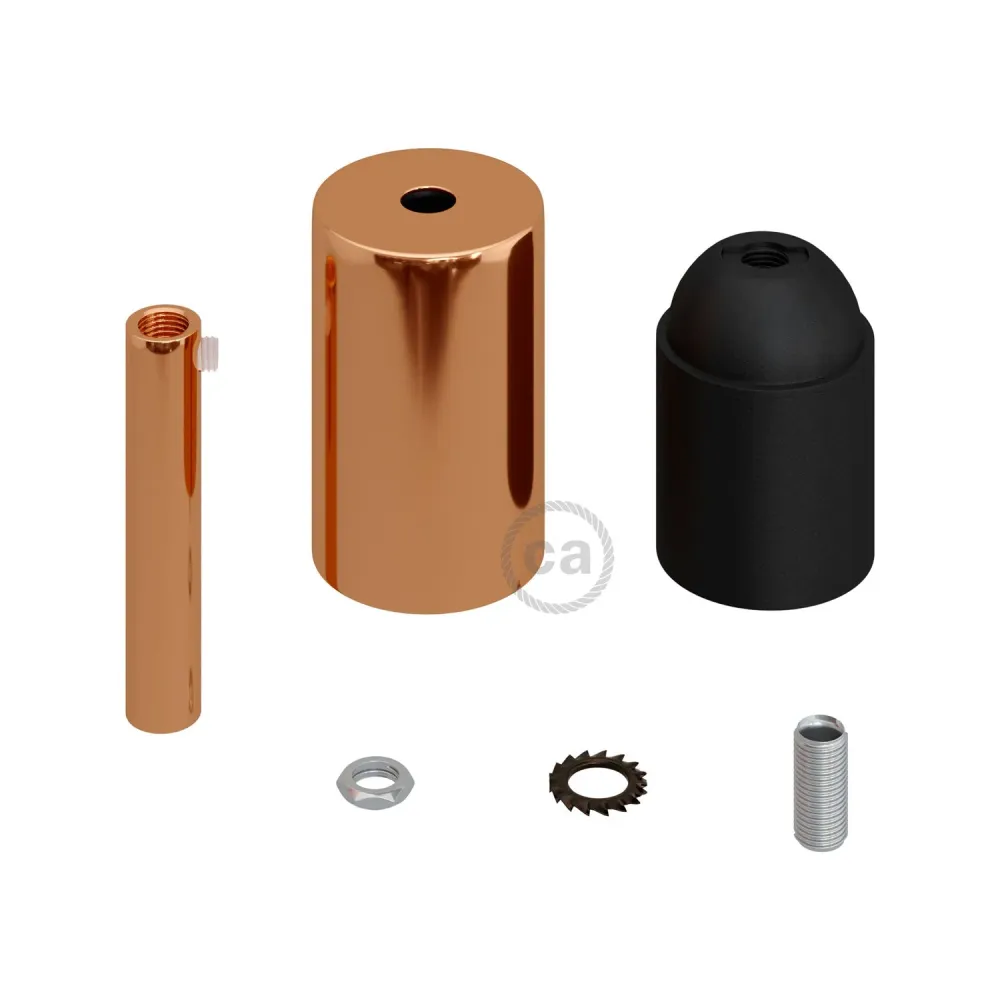 Zylindrisches Metall-Lampenfassung-Kit UL E26 mit 7-cm-Kabelverschraubung – Kupfer
