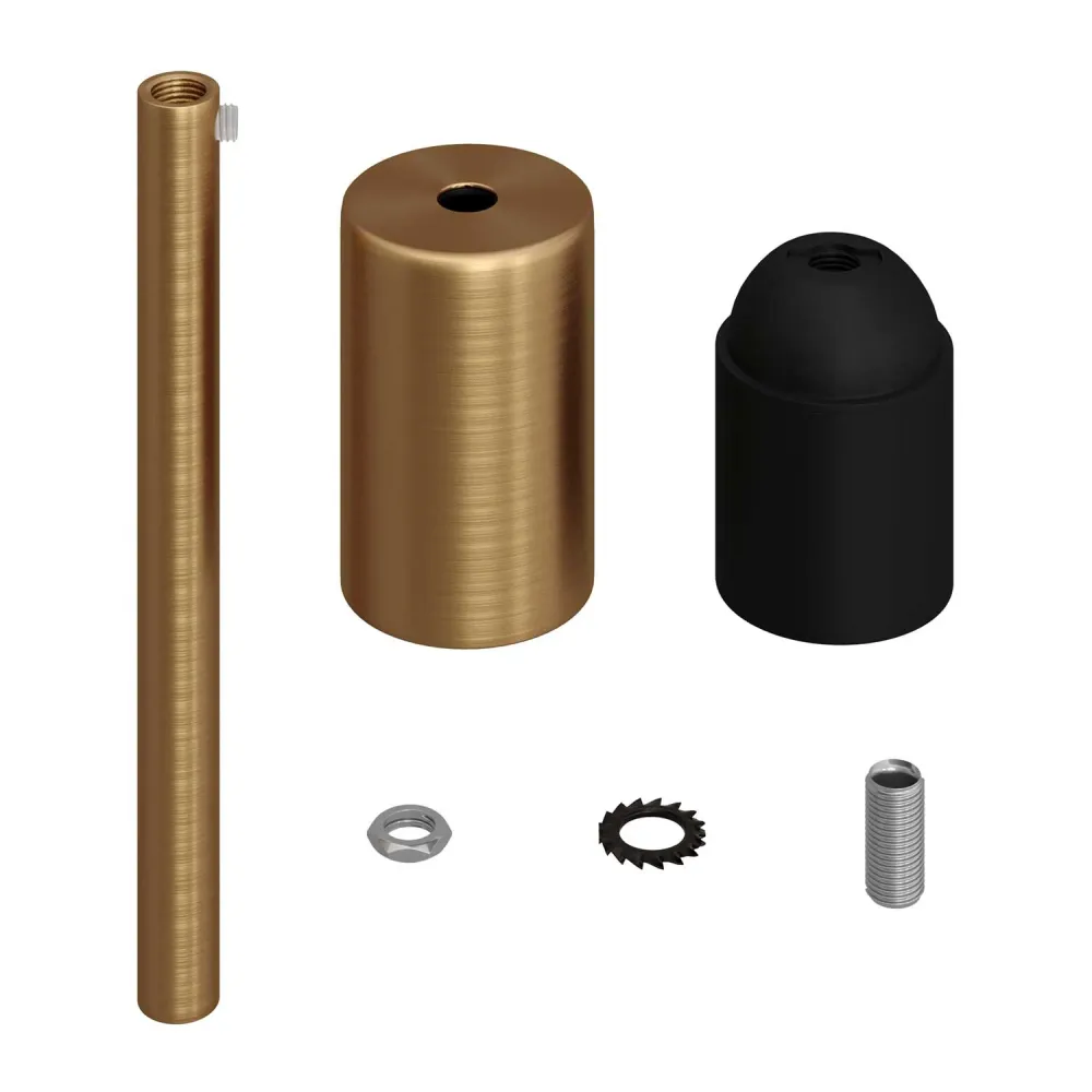 Zylindrisches Metall-UL-E26-Fassungsset mit 15 cm Zugentlastung – Gebürstete Bronze