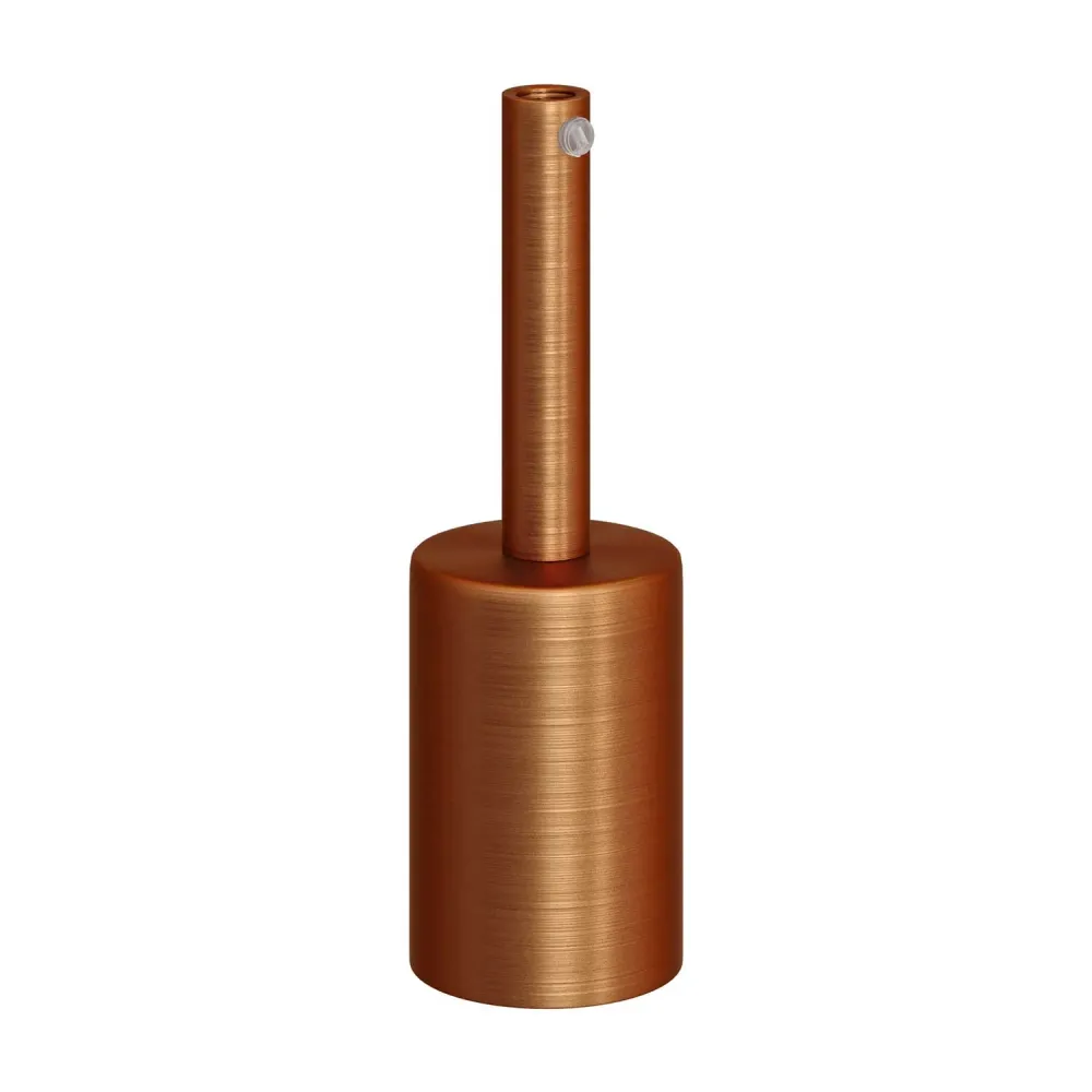 Zylindrisches Metall-UL-E26-Lampenfassungsset mit 7 cm Kabelklemme – gebürstetes Kupfer