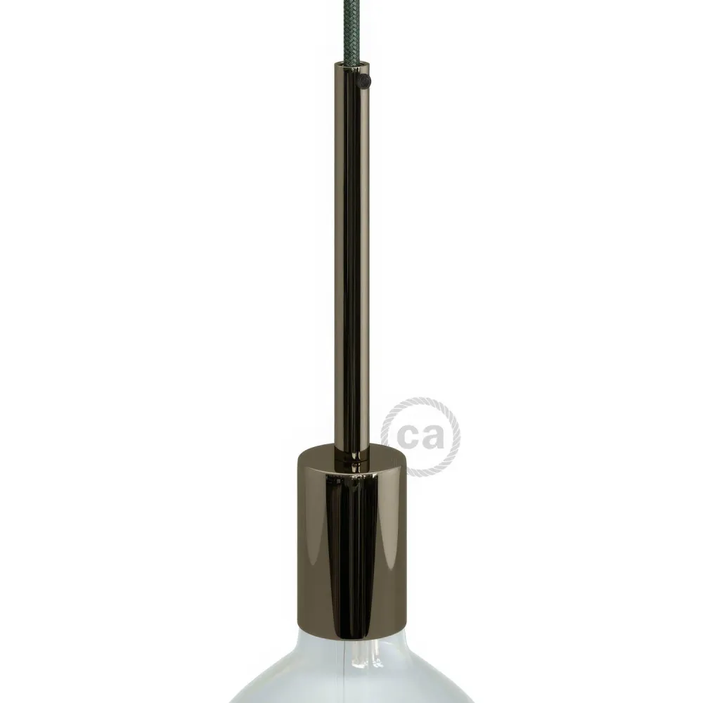 Zylindrisches Metall-UL-E26-Lampenfassungsset mit 15 cm Zugentlastung – Black Pearl