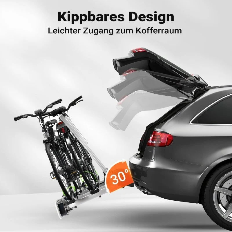 Fahrrad Heckträger für 2 Fahrräder, Heckklappenträger bis 60 kg, Fahrradträger Anhängerkupplung klappbar, Fahrrad Träger m...