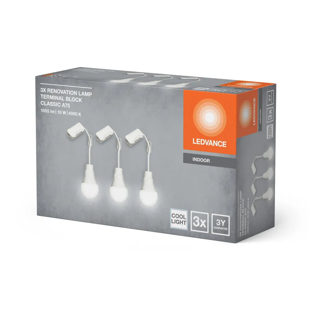 LEDVANCE RENOVATION LAMPS mit Anschlussklemme, 10W, 4000K, 1055lm, 3er Pack