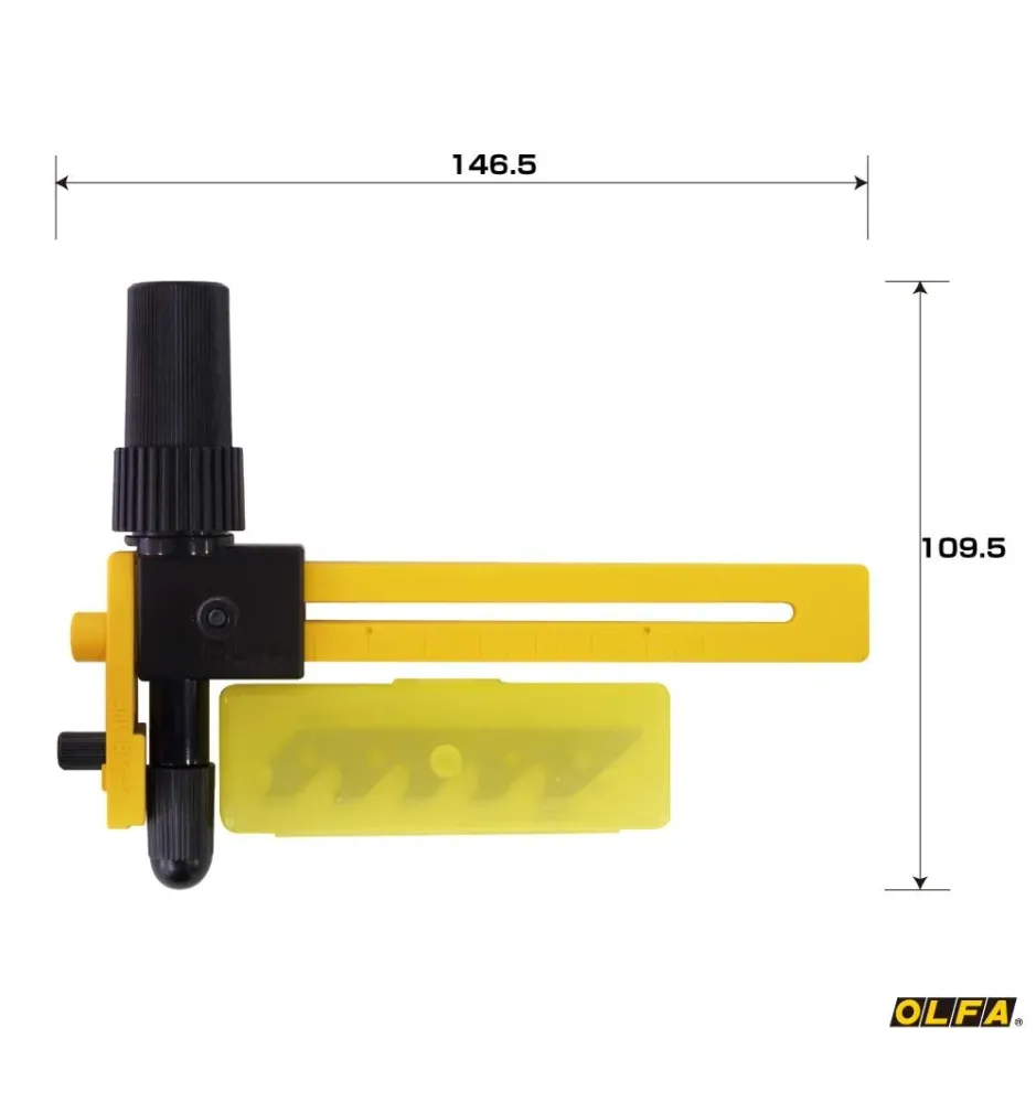 OLFA Ratschen-Kreisschneider 1.6 bis 22 cm, inkl. 10 Ersatzklingen