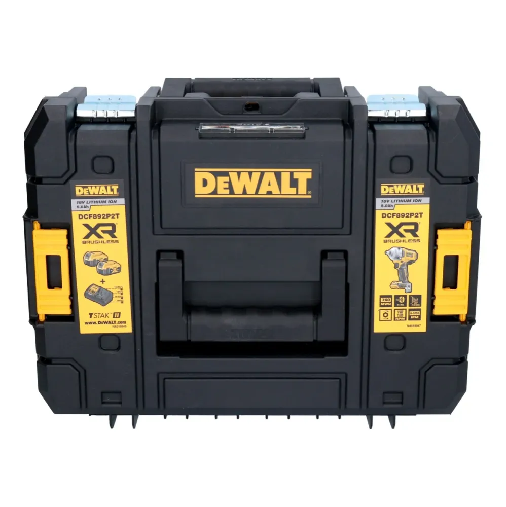 DeWalt DCF 892 D2T Akku Schlagschrauber 18 V 813 Nm 1/2" Brushless + 2x Akku 2,0 Ah + Ladegerät + TSTAK