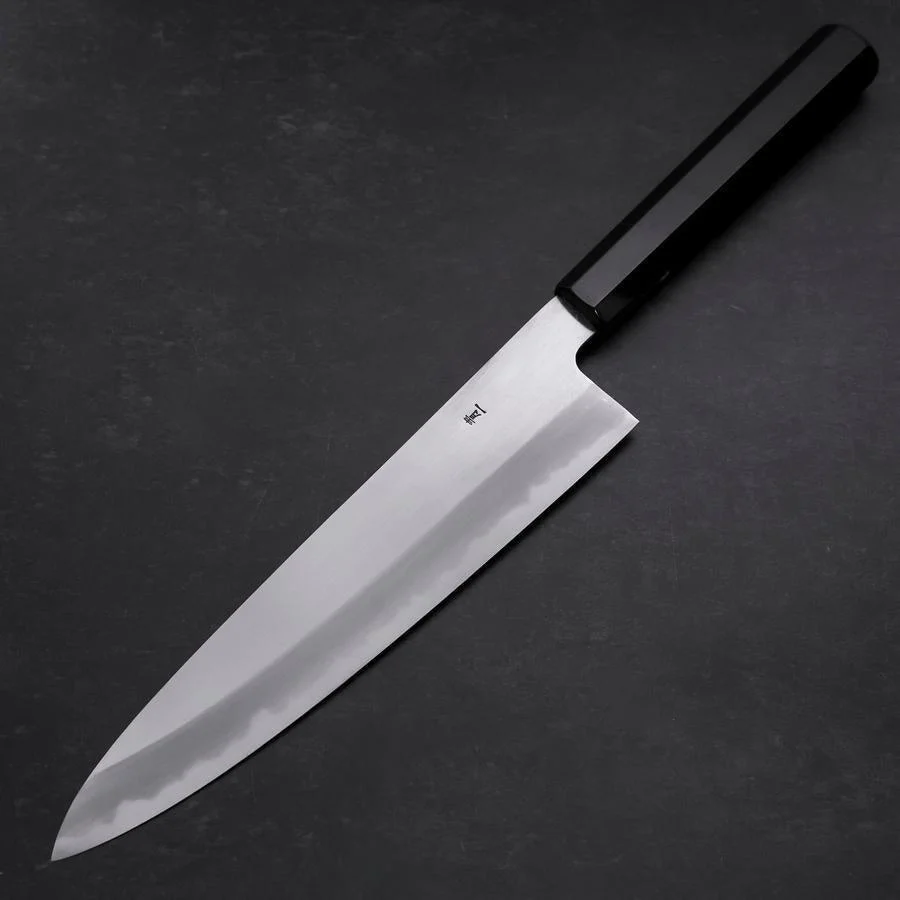 Gyuto Blue Steel #1 Kasumi Büffelhorn und Ebenholz Griff 240mm