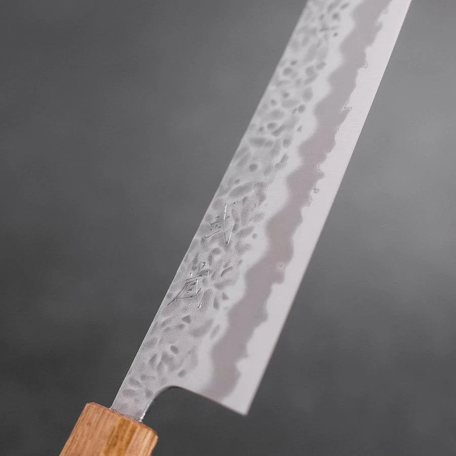 Gyuto White Steel #1 Edelstahlummantelung Tsuchime Yaki Urushi Griff 240mm
