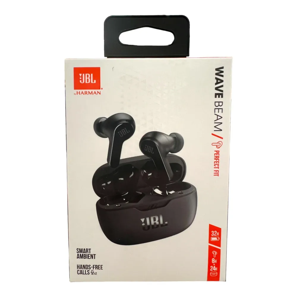 JBL Wave Beam Ear Kopfhörer Kabellos Wasserdicht IP54 / IPX2 32 Stunden Laufzeit Schwarz + Ladebox
