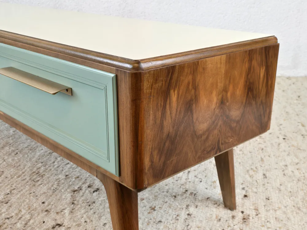 MID CENTURY LOWBOARD Tv Sideboard Nuss Holz vintage Kommode Schubladen