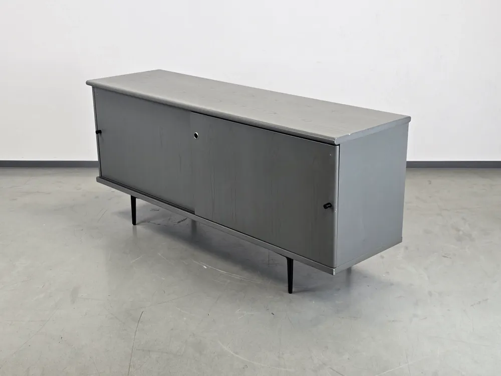 SCHIEBETÜREN SIDEBOARD grau tv board kommode wohnzimmer retro vintage