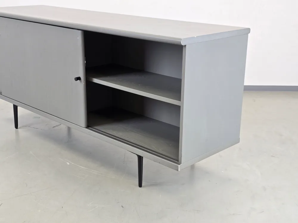 SCHIEBETÜREN SIDEBOARD grau tv board kommode wohnzimmer retro vintage