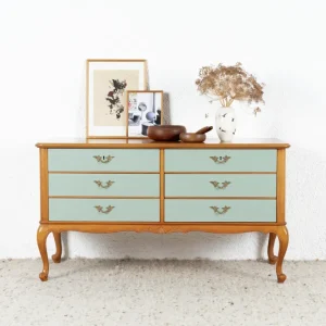 Vintage Kommode Schubladen Sideboard Holz Antik Salbei