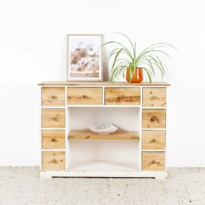 Vintage Schrank Kommode Schubladenkommode Sideboard Shabby Chic Boho Holz Weiß